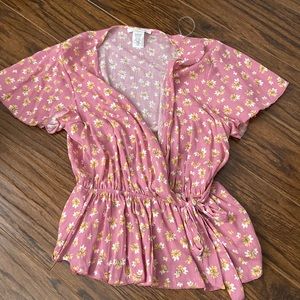 Womens Pink V Flower Shirt